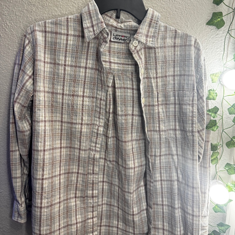 Vintage Multicolor Petite Flannel Button-up